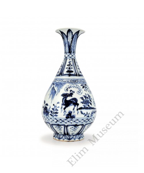 1416 A B&W Yuhuchun vase with a Taoist figure of DongBin Lu